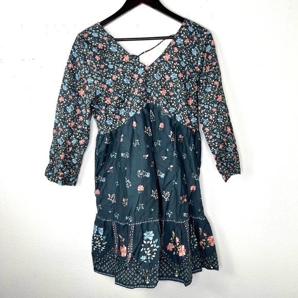 REISTOR Floral Flowy Deep V Short Dress Knee Length Size Small Organic NWT - Picture 5 of 12